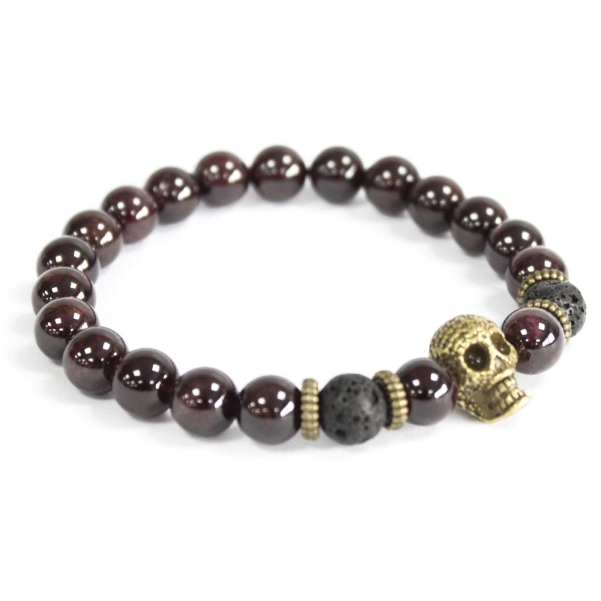 Bronze Skull / Blood Stone - Gemstone BraceletBoho Bling Gemstone BraceletsHeart Notes
