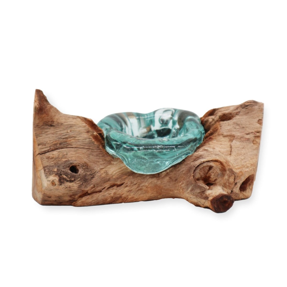 Molton Glass Candle Single Holder on WoodMolten Glass on WoodHeart Notes