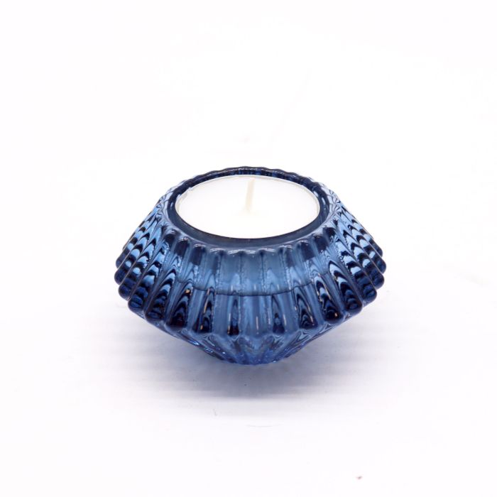 Flower Flip Dinner Candle / Tealight Holder - Royal BlueGlass Candle Holders & JarsHeart Notes