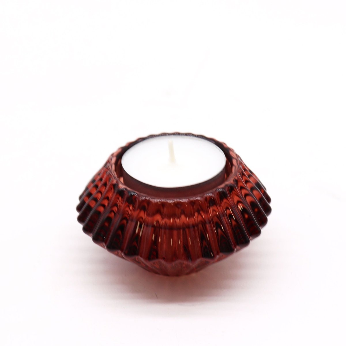 Flower Flip Dinner Candle / Tealight Holder - Vampire RedGlass Candle Holders & JarsHeart Notes