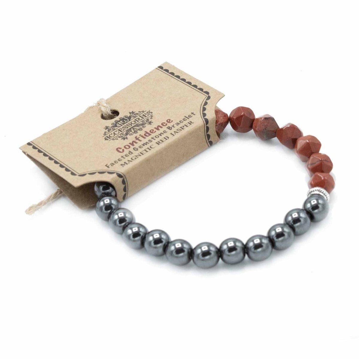 Faceted Gemstone Bracelet - Magnetic Red JasperFaceted Gemstone BraceletsHeart Notes