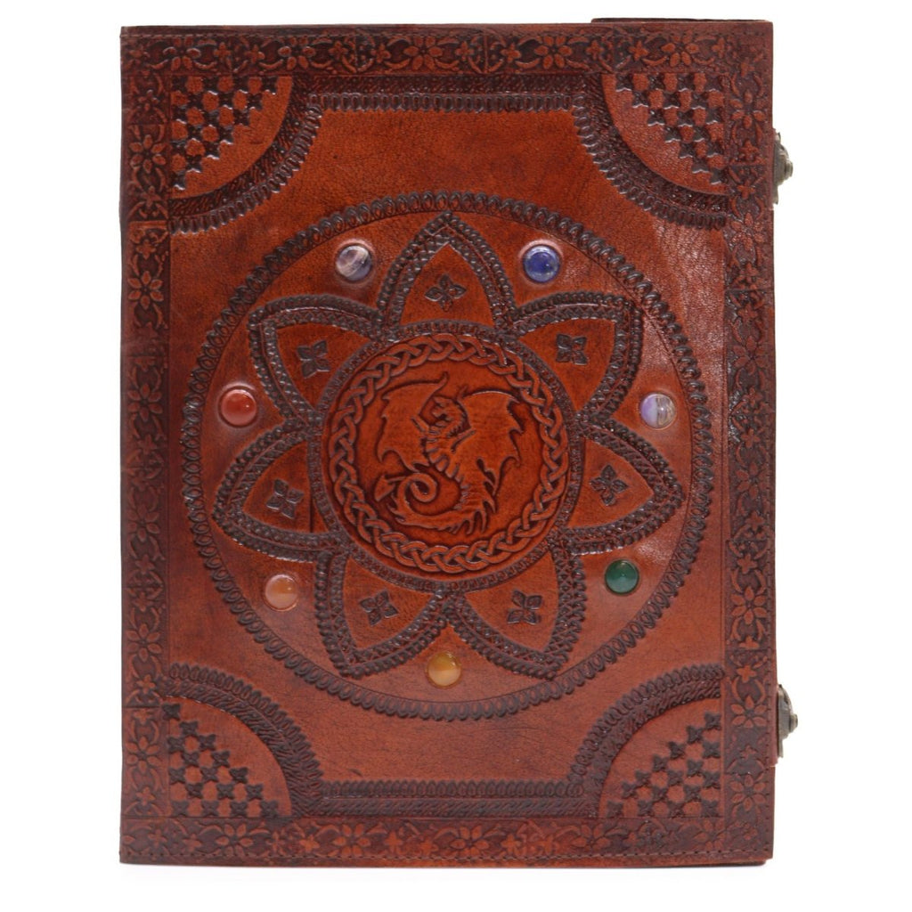 Huge Tomb Book – Chakra Stones Dragon Mandala – 100 Pages – 25x34cmLeather Notebooks – Vintage Style JournalsHeart Notes