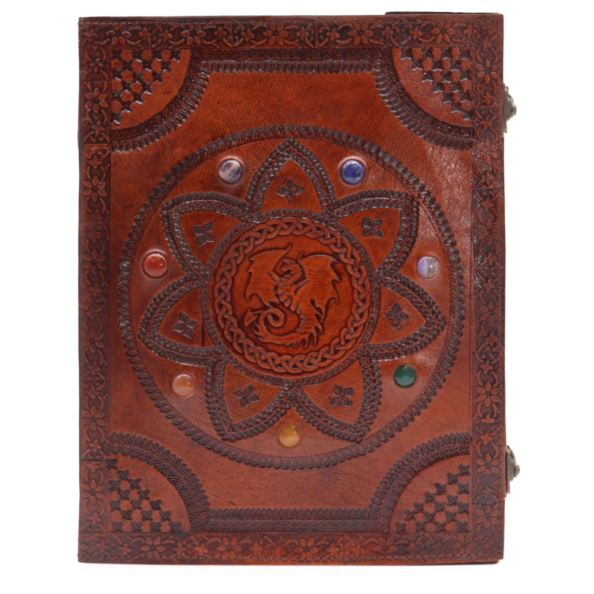 Huge Tomb Book – Chakra Stones Dragon Mandala – 100 Pages – 25x34cmLeather Notebooks – Vintage Style JournalsHeart Notes