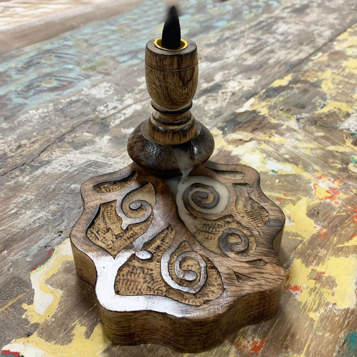 Sm Mango Wood Backflow Burner - Tree of LifeMango Wood Backflow BurnerHeart Notes
