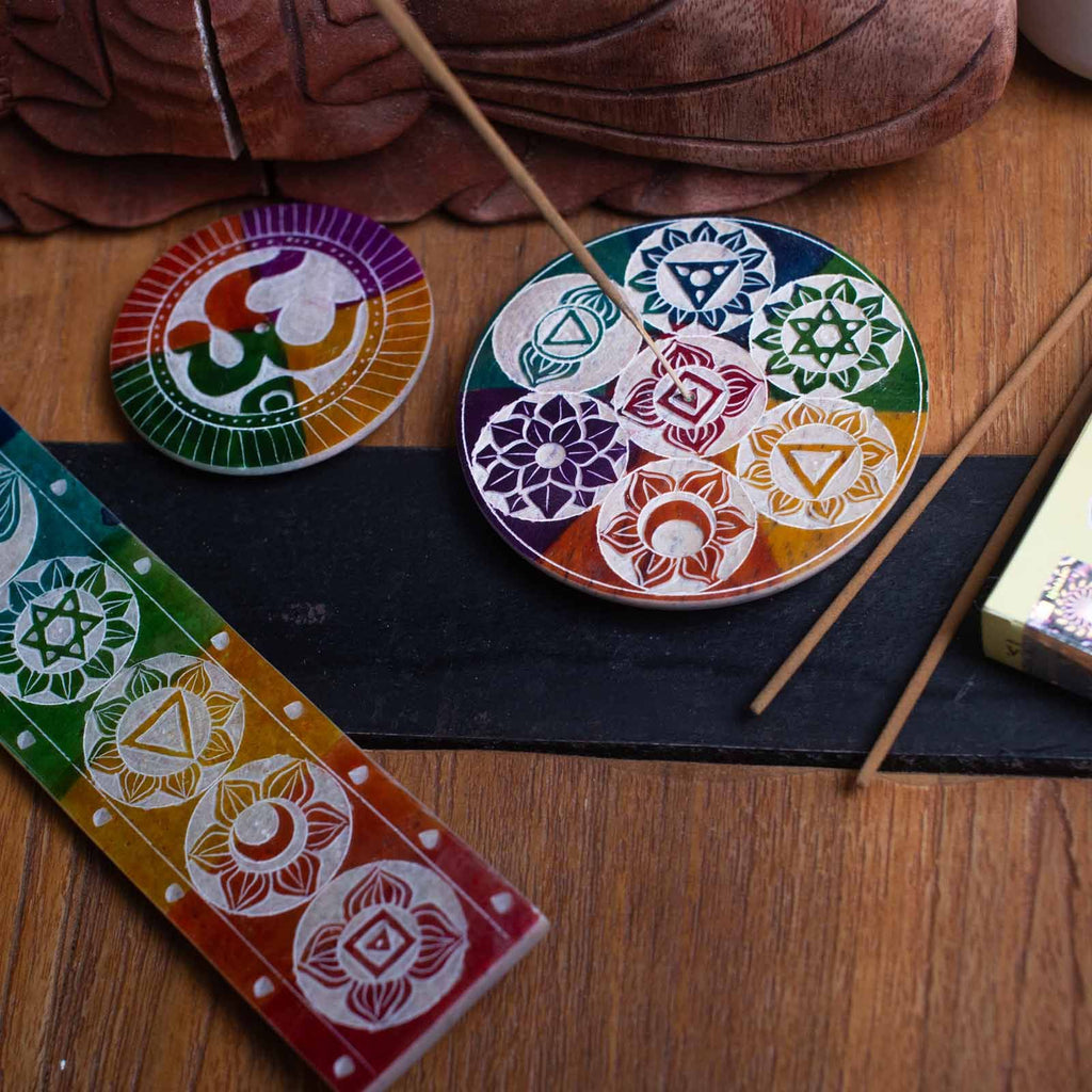 Soapstone Seven Chakra Incense Holder - 26x5cmSoapstone Incense HoldersHeart Notes