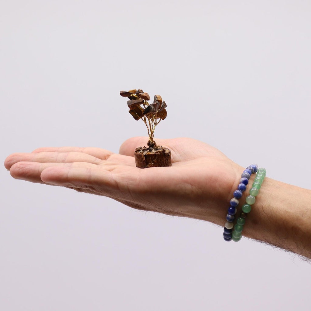 Mini Gemstone Tree On Wood Base - Tigereye (15 stones)Mini Gemstone TreesHeart Notes