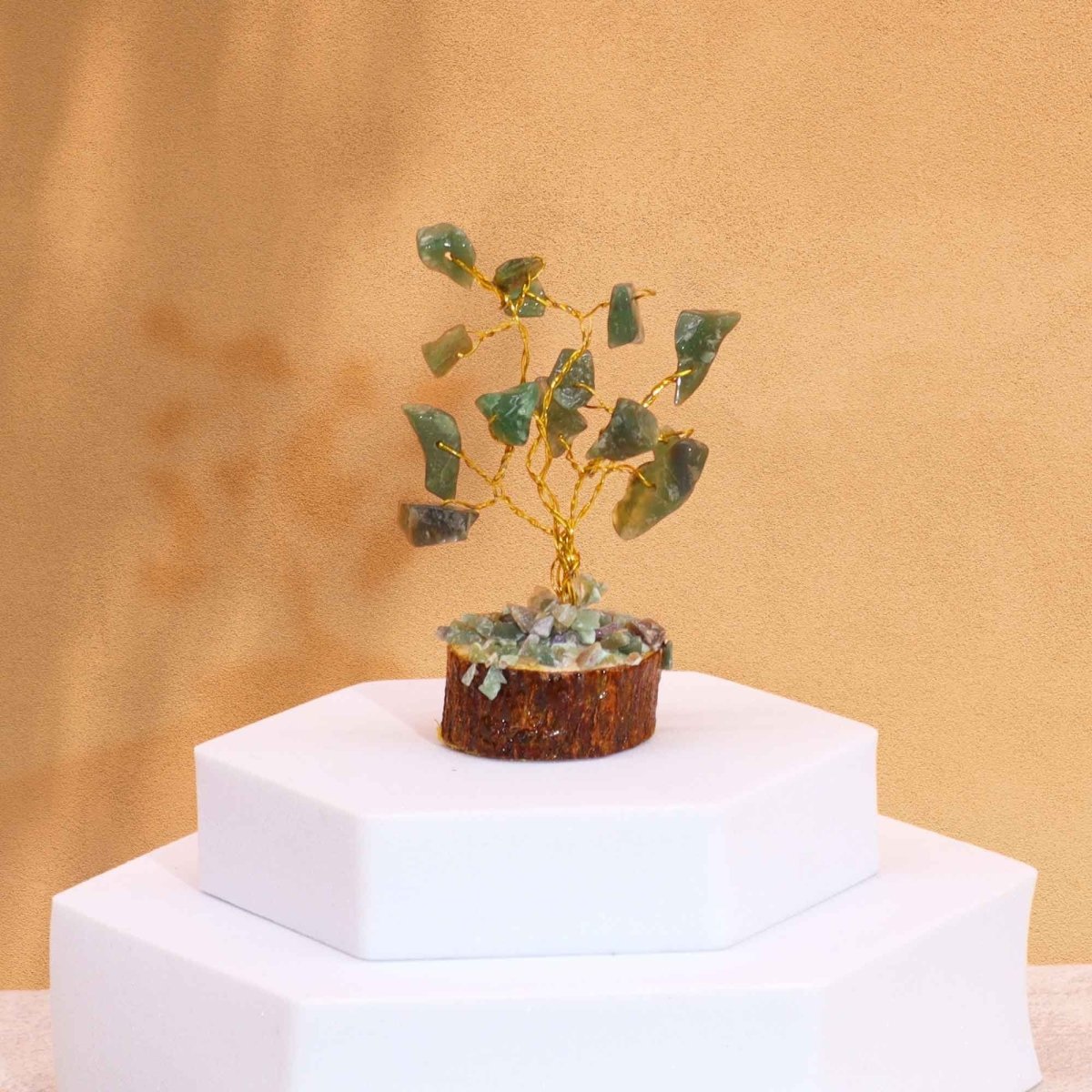 Mini Gemstone Tree On Wood Base - Green Aventurine (15 stones)Mini Gemstone TreesHeart Notes
