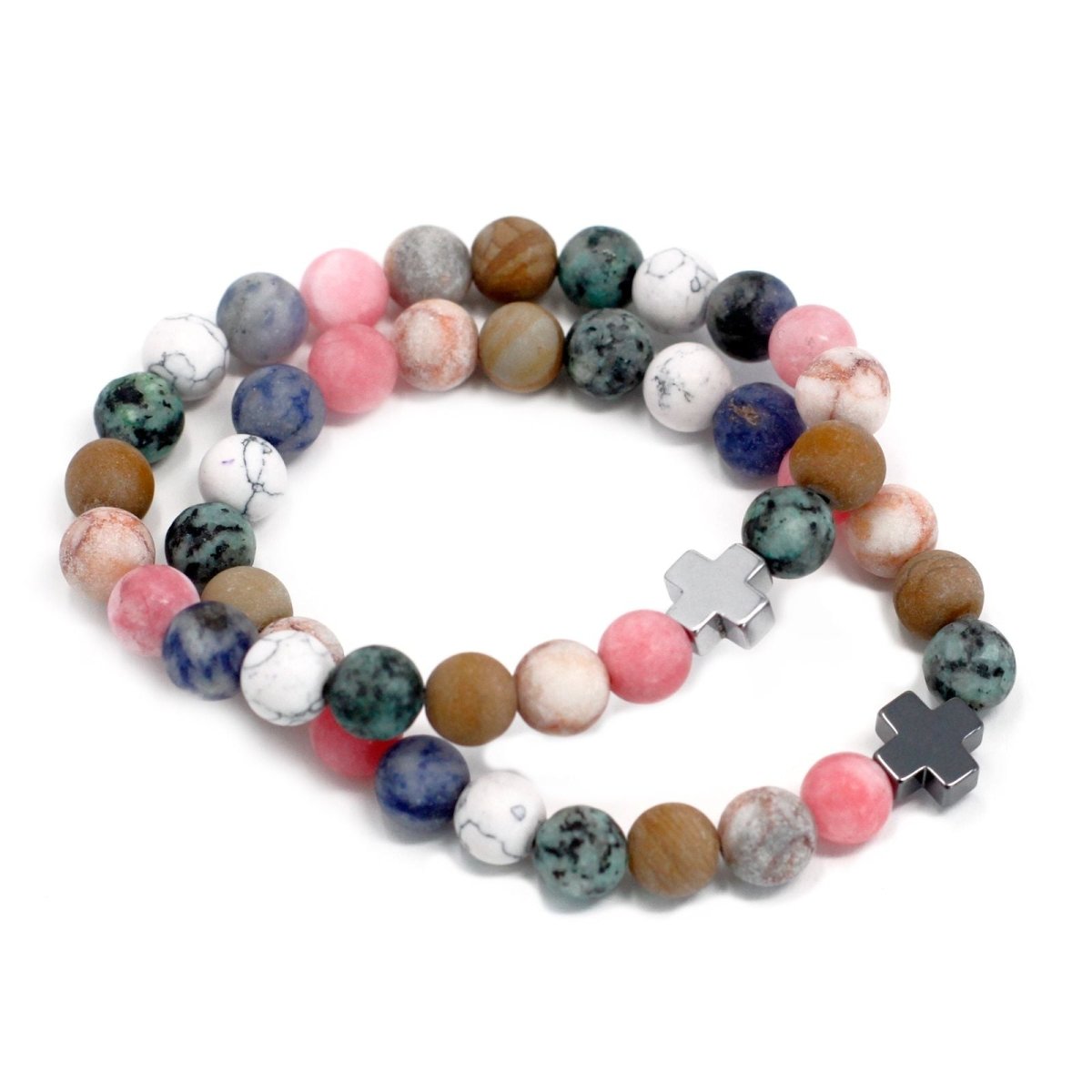 Set of 2 Gemstones Friendship Bracelets - Harmony - Rainbow GemstonesGemstones Friendship BraceletsHeart Notes