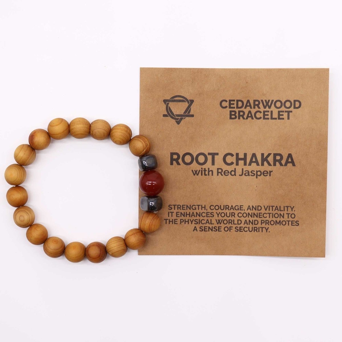 Cedarwood Root Chakra Bangle with Red JasperCedarwood Chakra BanglesHeart Notes