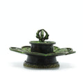 Brass Verdigris Tibetan Cone & Incense Holder - Eight SymbolsAntique Tibetan Incense HoldersHeart Notes