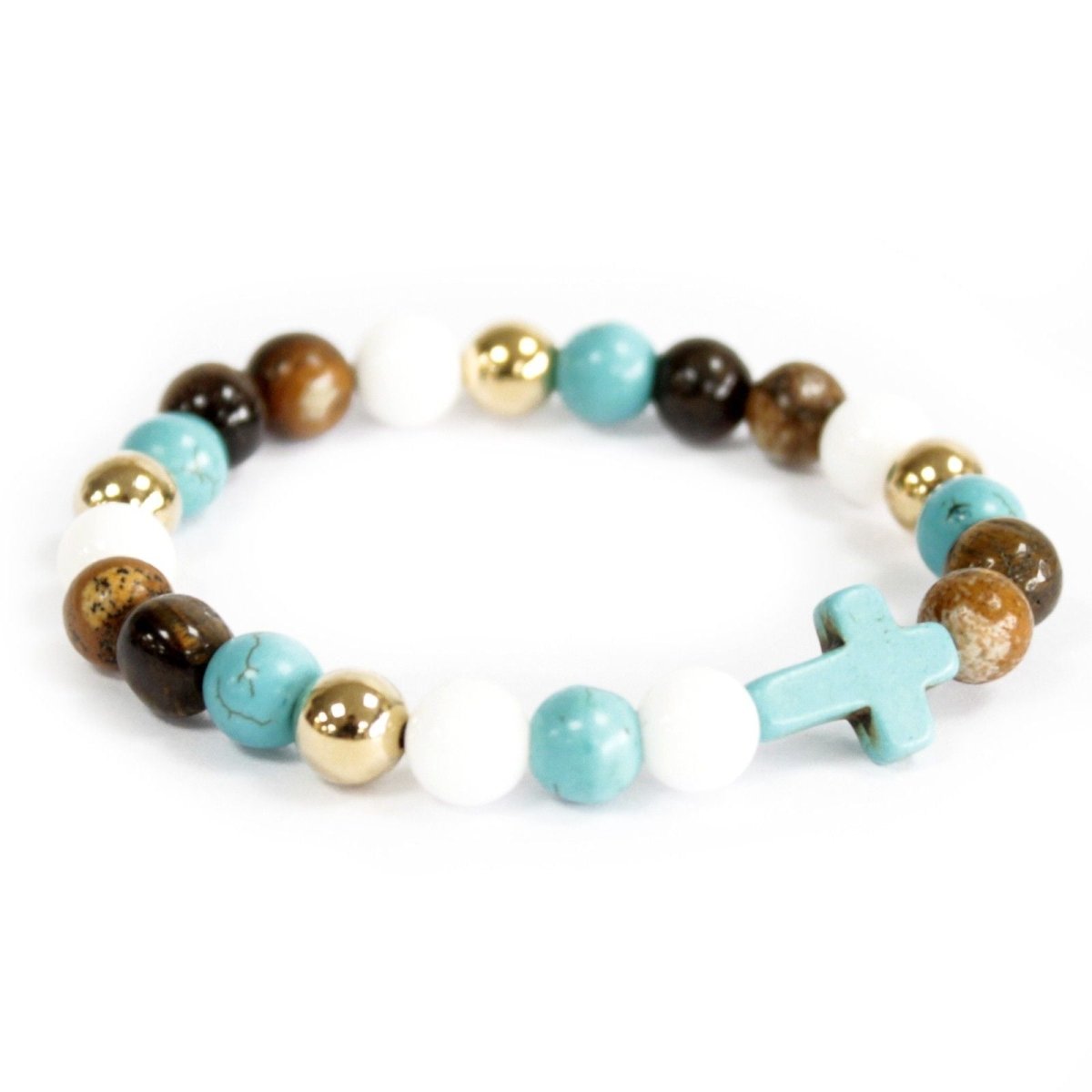 Turquoise Cross / Royal Beads - Gemstone BraceletBoho Bling Gemstone BraceletsHeart Notes