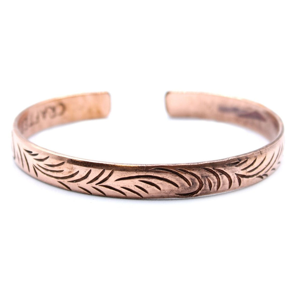 Copper Tibetan Bracelet - Slim Tribal SwirlsTibetan Mantra BraceletHeart Notes