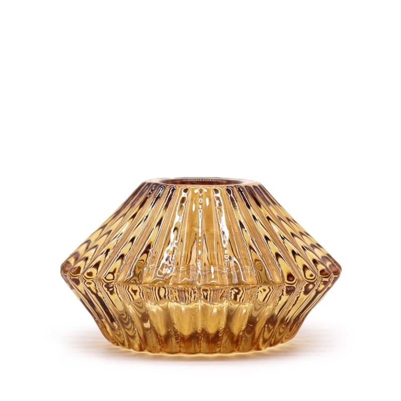 Flower Flip Dinner Candle / Tealight Holder - Antique AmberGlass Candle Holders & JarsHeart Notes