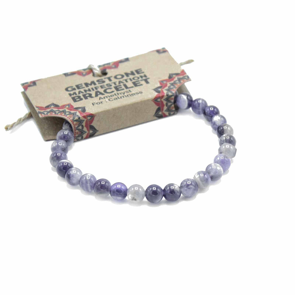 Gemstone Manifestation Bracelet - Amethyst - CalmnessGemstone Bracelets for ManifestationHeart Notes