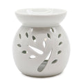 Lrg Classic White Oil Burner - Tree Cut - outClassic White Oil BurnersHeart Notes