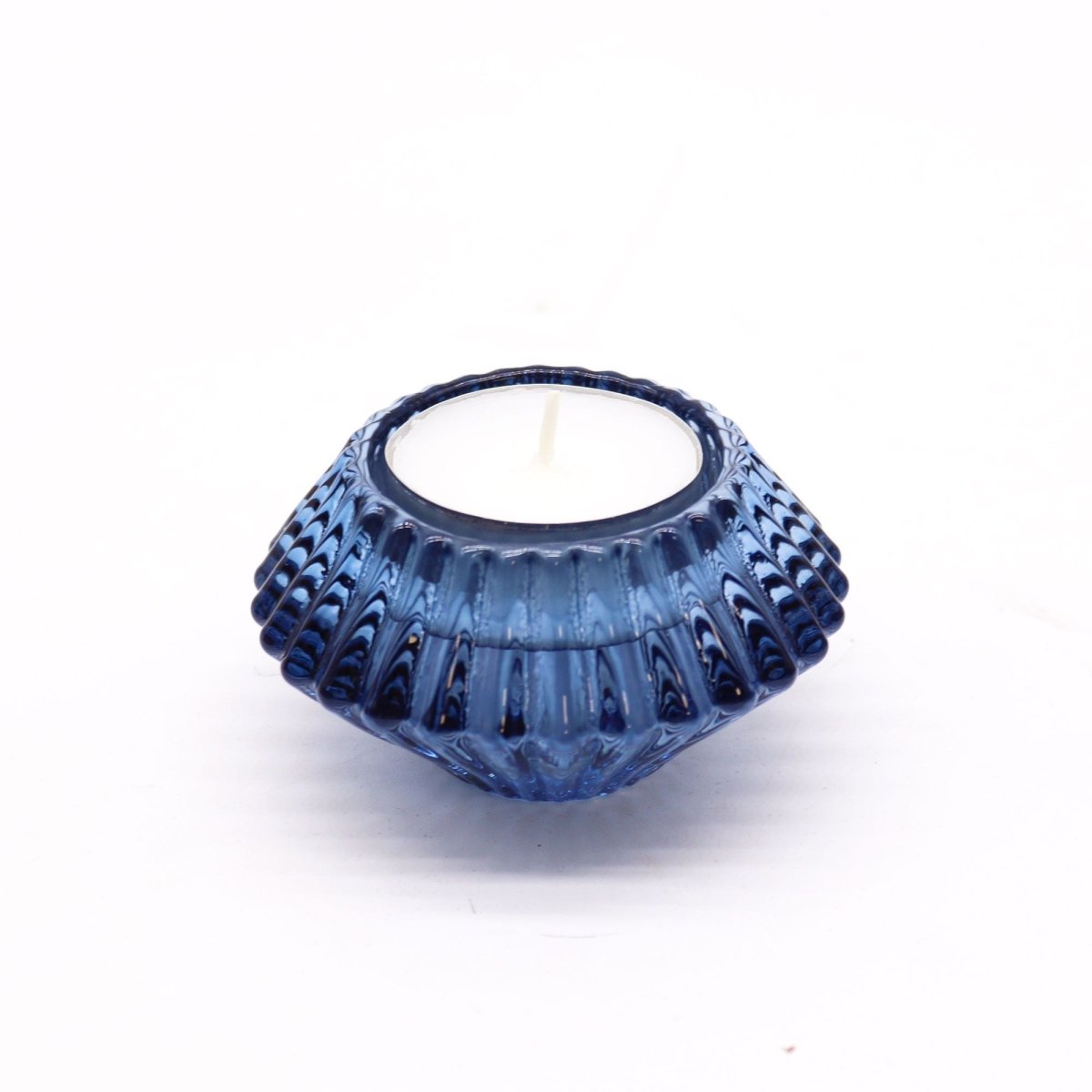 Flower Flip Dinner Candle / Tealight Holder - Royal BlueGlass Candle Holders & JarsHeart Notes