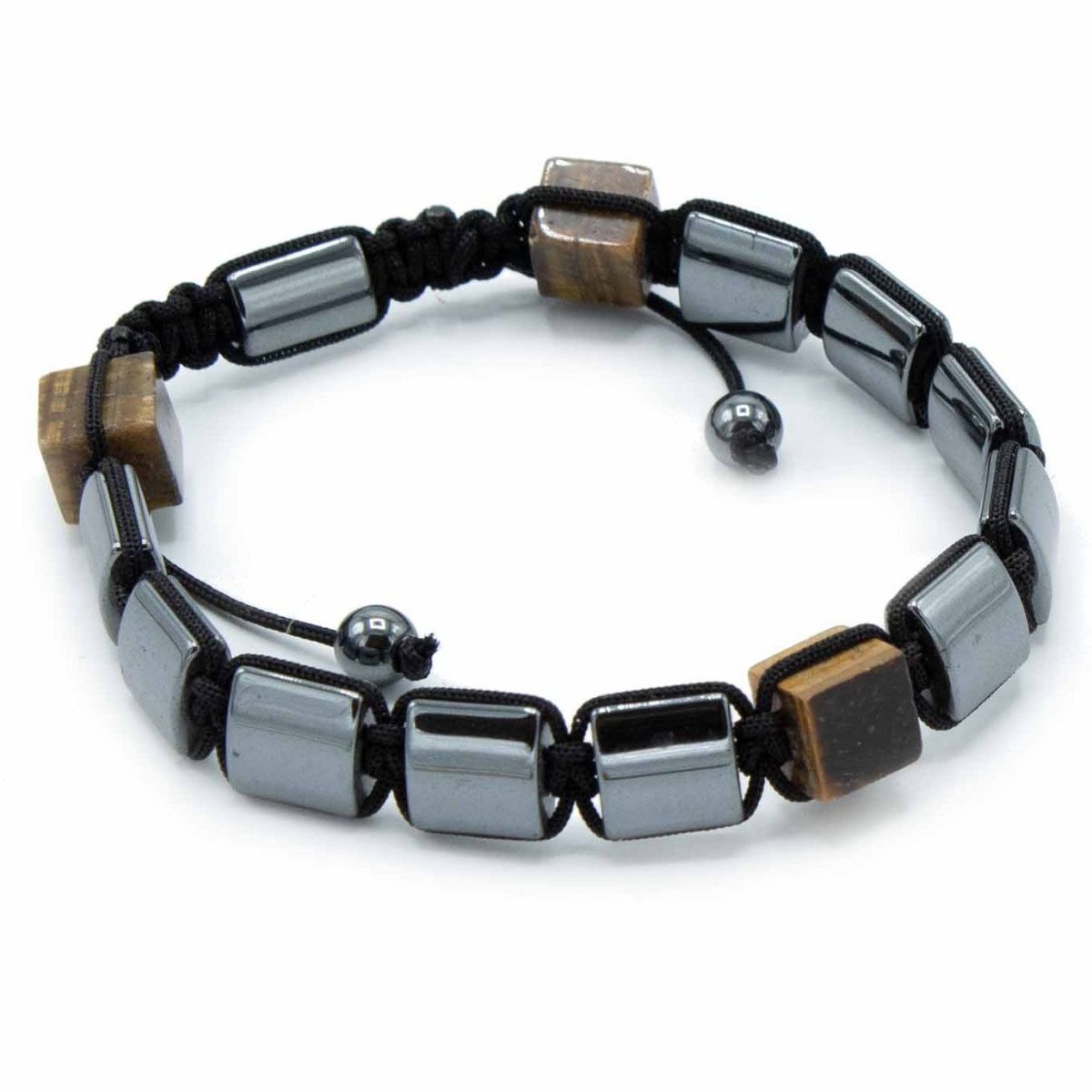 Magnetic Hematite Shamballa Bracelet - Tiger Eye CuboidsHematite Shamballa BraceletHeart Notes