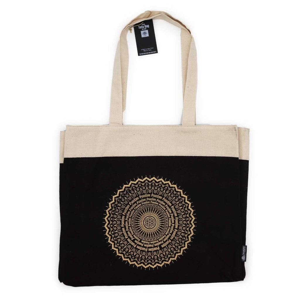 Oversized Stonewash Tote Bag 14oz - Freedom MandalaNomad Sari Oversized Tote BagsHeart Notes