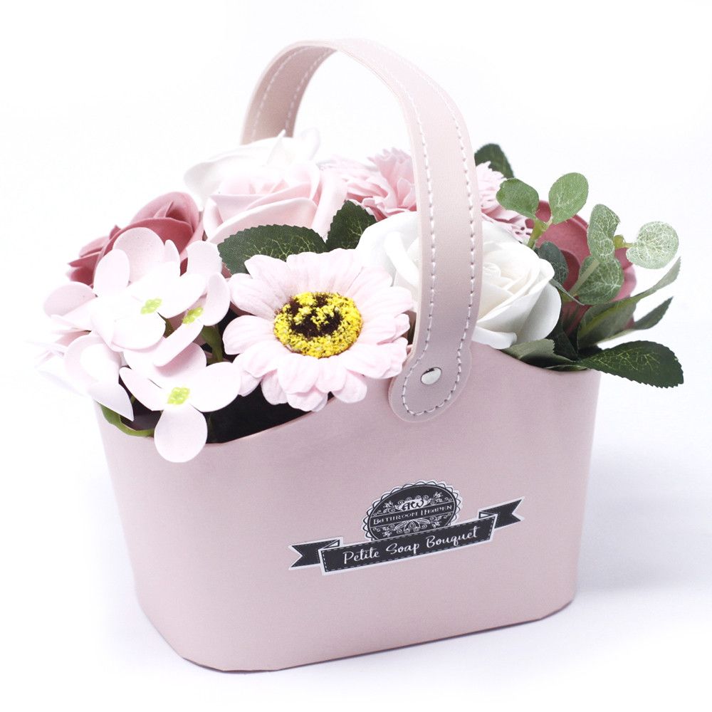 Bouquet Petite Basket - Peaceful PinkPetite Soap Flower BouquetsHeart Notes