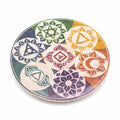 Soapstone Disc Incense Cone Holder 10cm - Seven ChakraSoapstone Incense HoldersHeart Notes