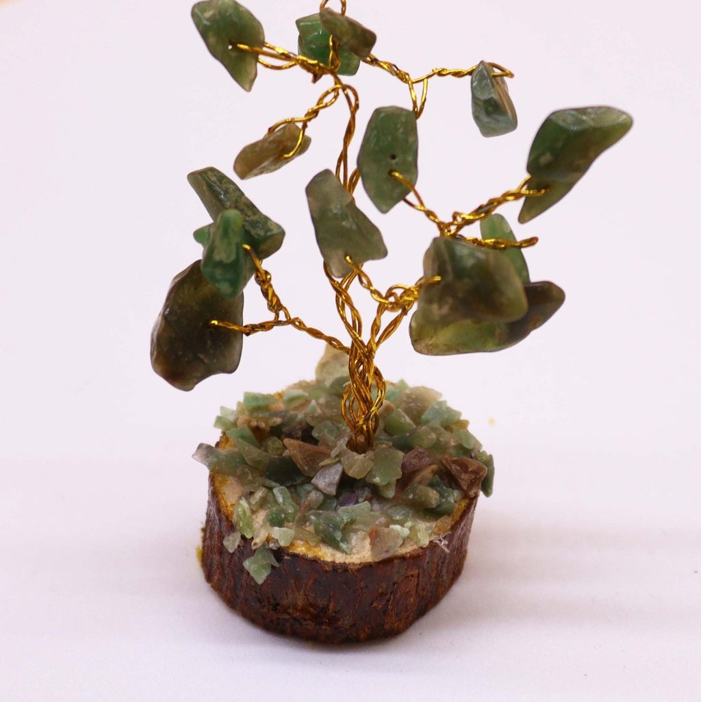 Mini Gemstone Tree On Wood Base - Green Aventurine (15 stones)Mini Gemstone TreesHeart Notes