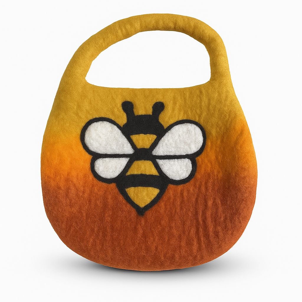 Water Felted Bee Bag - One Handle with Magnet - Sunrise OrangeFelted BagsHeart Notes