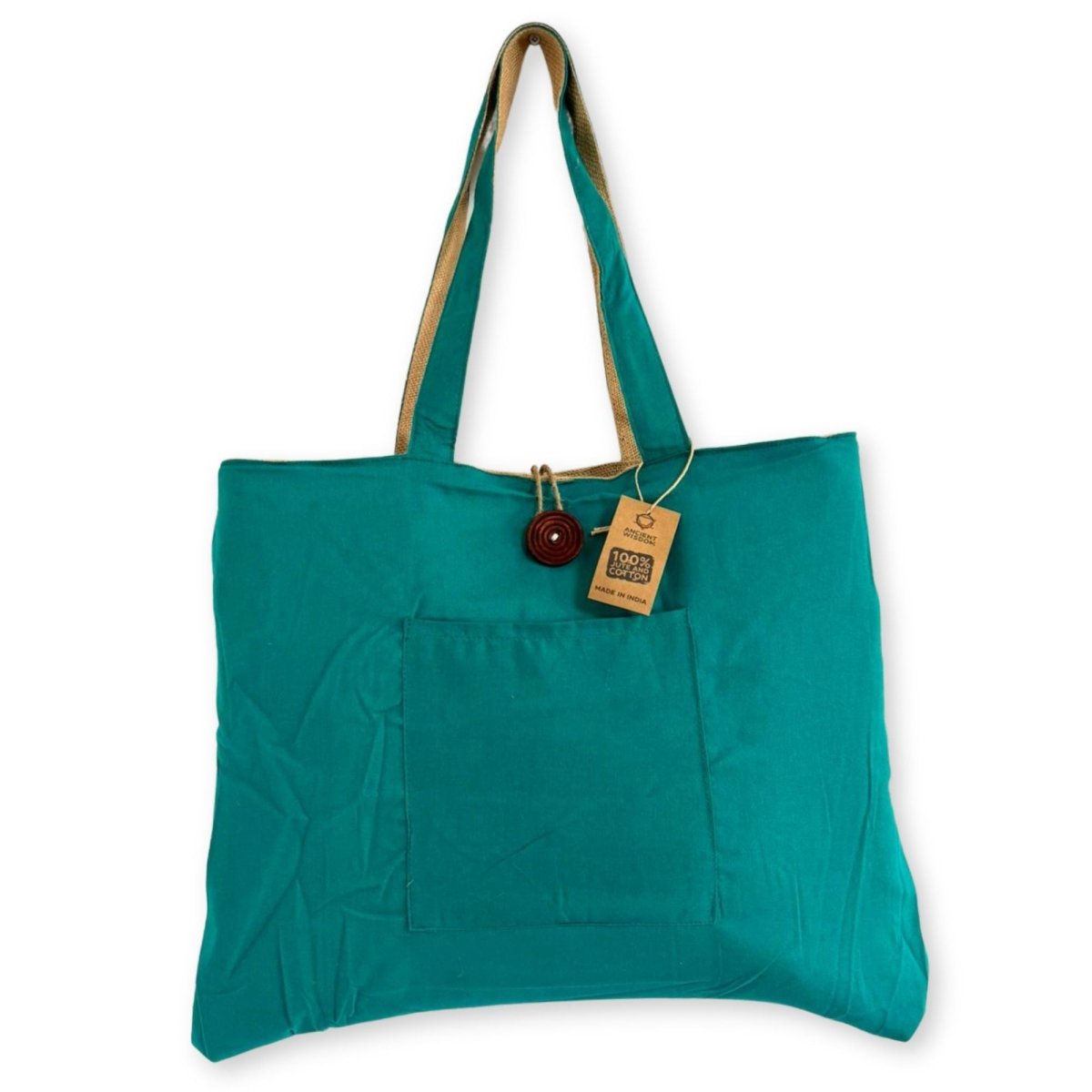 Jute & Cotton Reversible Big Bag - TealJute & Cotton Reversible Big BagsHeart Notes