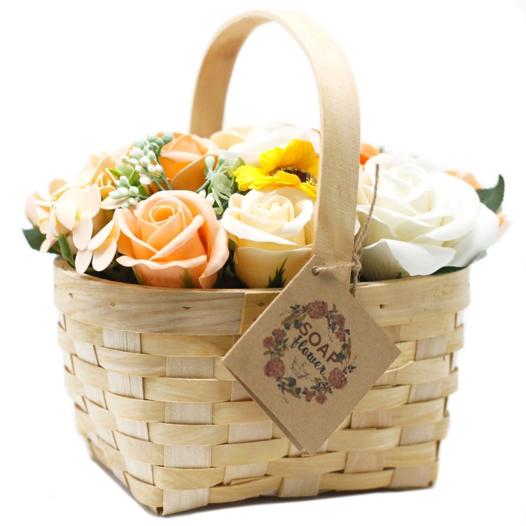 Large Orange Bouquet in Wicker BasketSoap Flower BouquetsHeart Notes