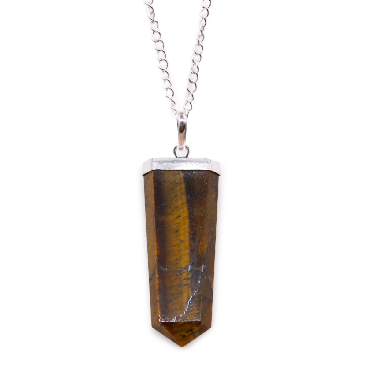 Gemstone Flat Pencil Pendant - Tiger EyeGemstone Pendant JewelleryHeart Notes