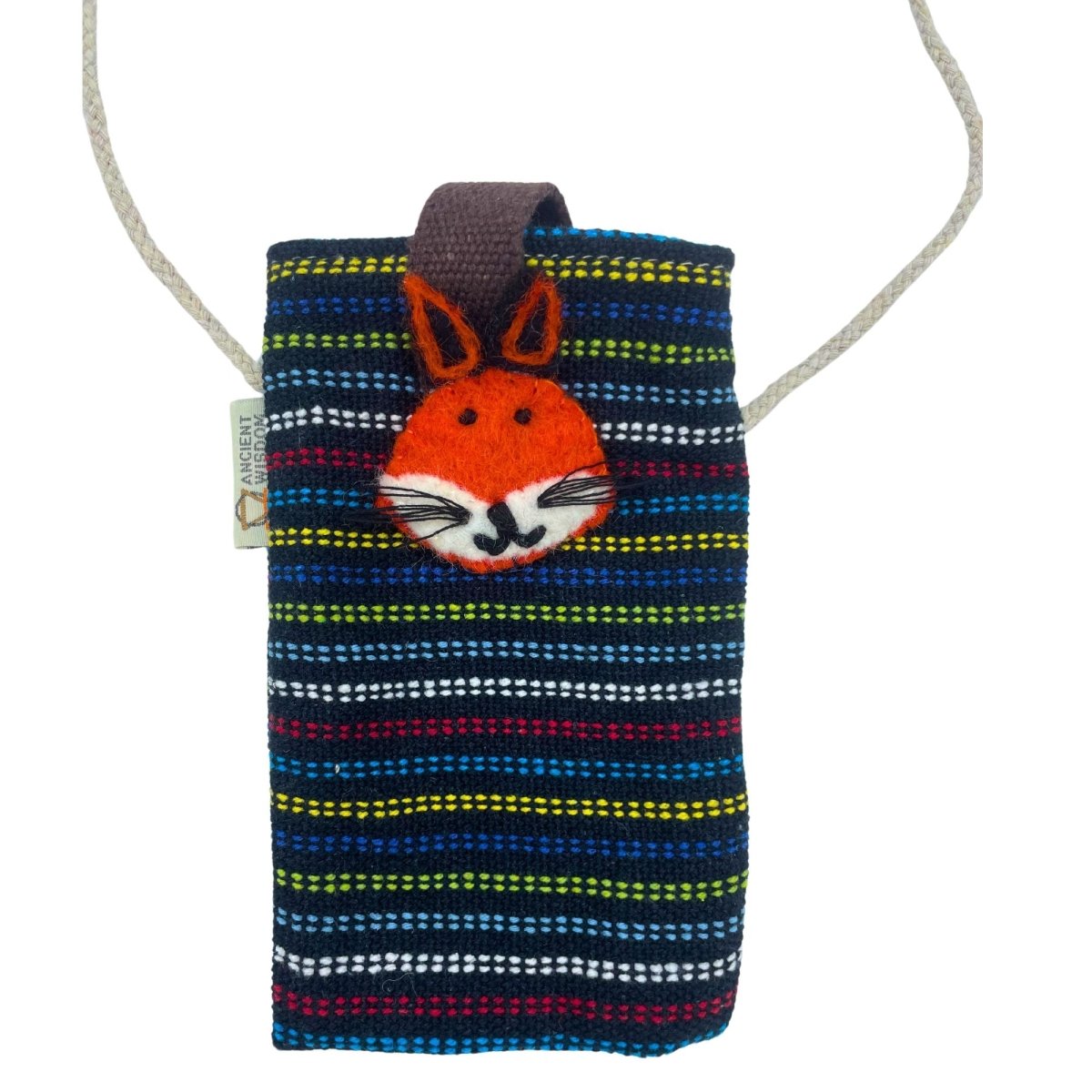 Mini Holder Bag Black Stripes - Fox DecorHandmade Phone Holder BagsHeart Notes