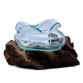 Molten Glass Wavy Bowl on Wood 18cmMolten Glass on WoodHeart Notes