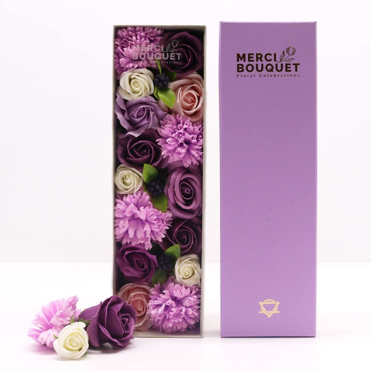 Long Box - Lavender Rose & CarnationSoap Flower Gift BoxesHeart Notes