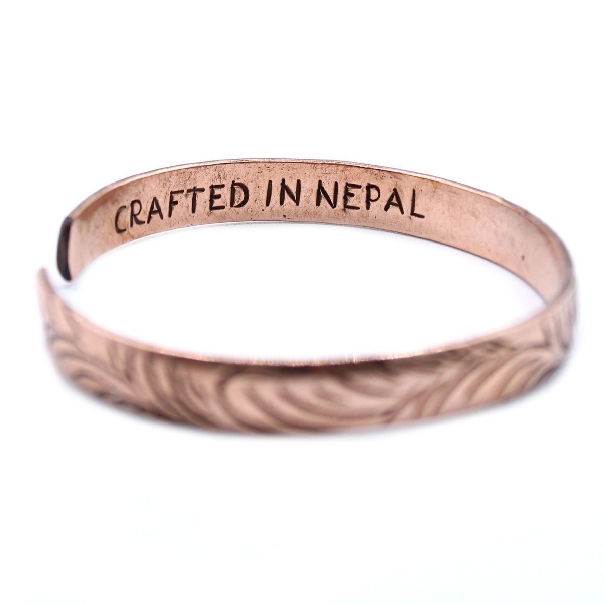 Copper Tibetan Bracelet - Slim Tribal SwirlsTibetan Mantra BraceletHeart Notes