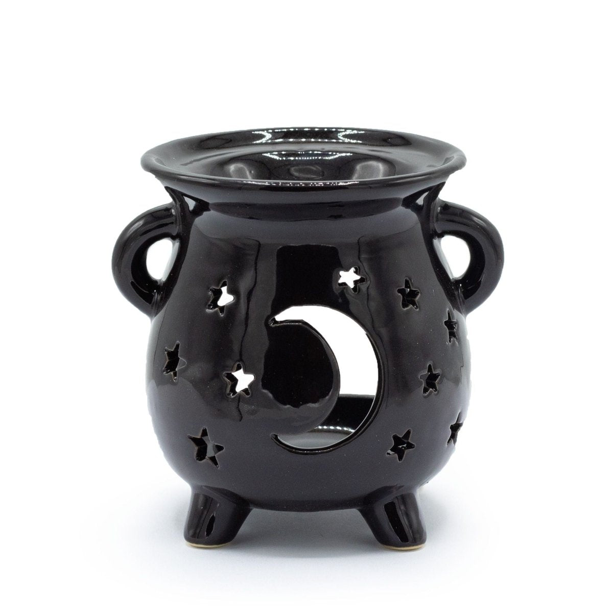 Cauldron Oil Burner - Moon & Stars - BlackVarious Shaped Ceramic Oil BurnersHeart Notes