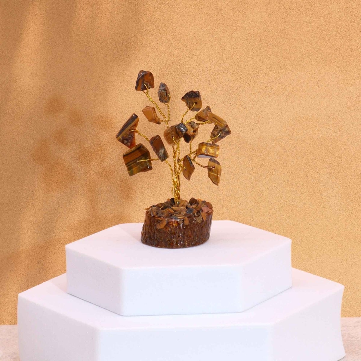 Mini Gemstone Tree On Wood Base - Tigereye (15 stones)Mini Gemstone TreesHeart Notes