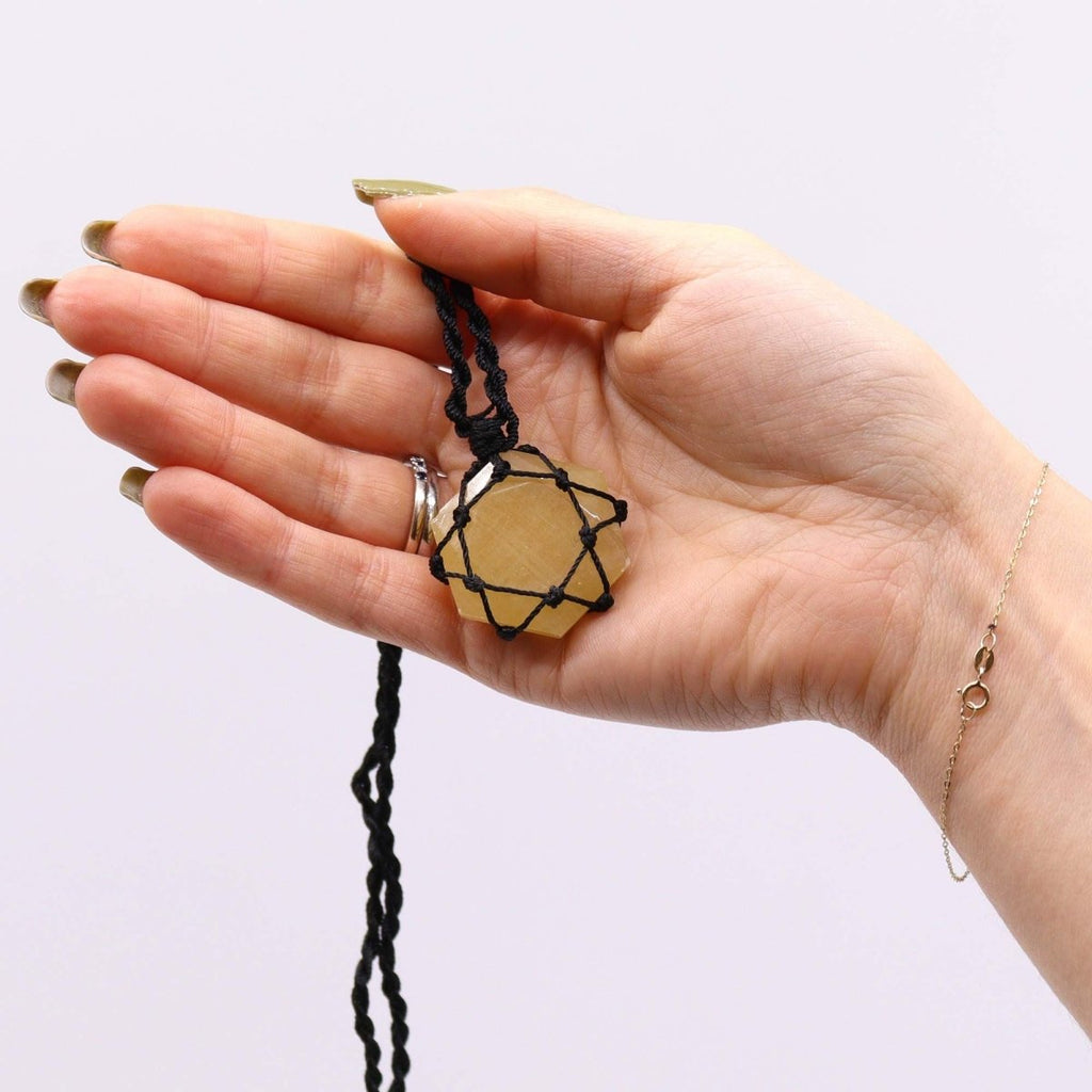 Laced Gemstone Hexagon Pendant - Yellow QuartzLaced Gemstone PendantsHeart Notes