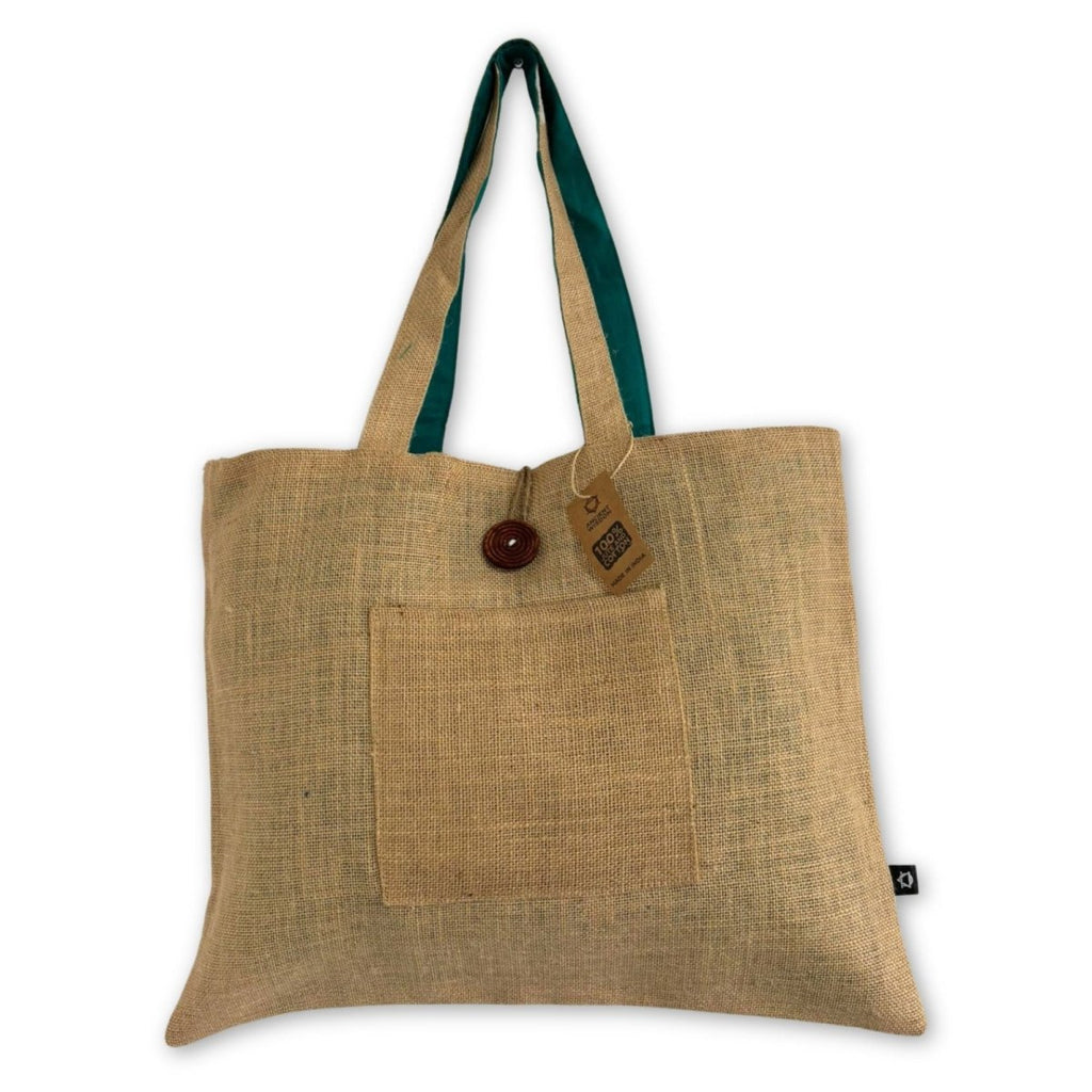 Jute & Cotton Reversible Big Bag - TealJute & Cotton Reversible Big BagsHeart Notes