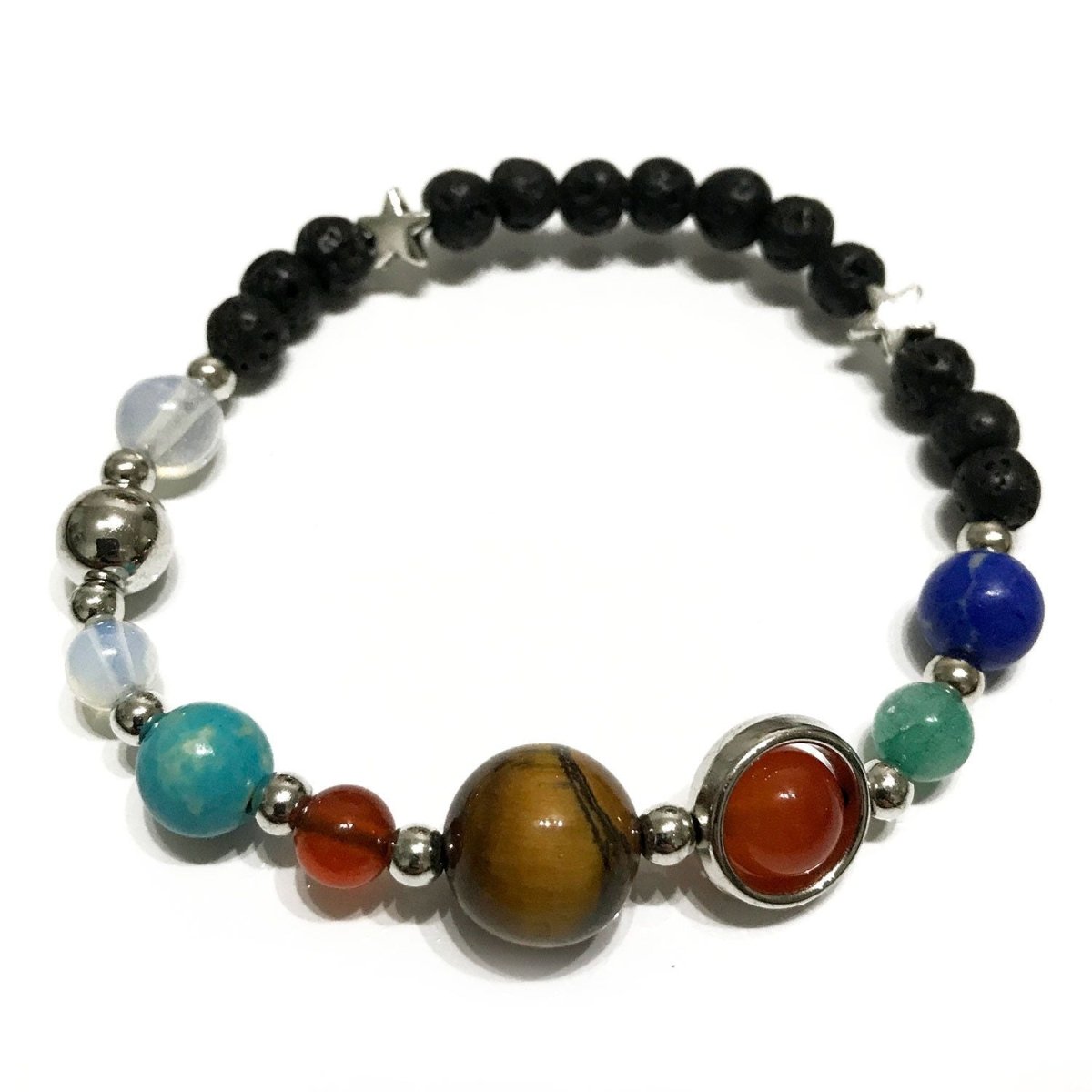 Lava Stone Bracelet - Silver Solar SystemLava Stone BraceletsHeart Notes