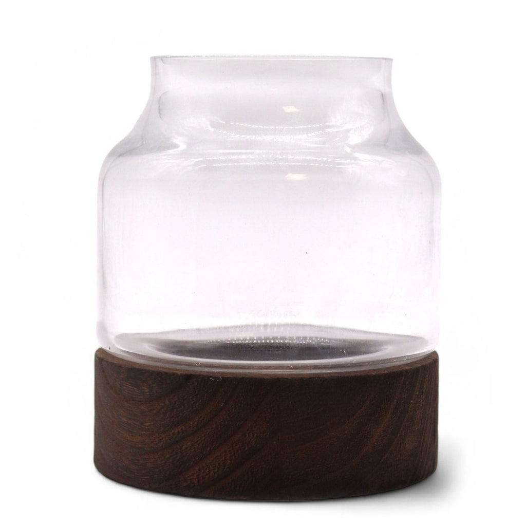Small Shaped Terrarium on Dark Tung WoodGlass TerrariumsHeart Notes