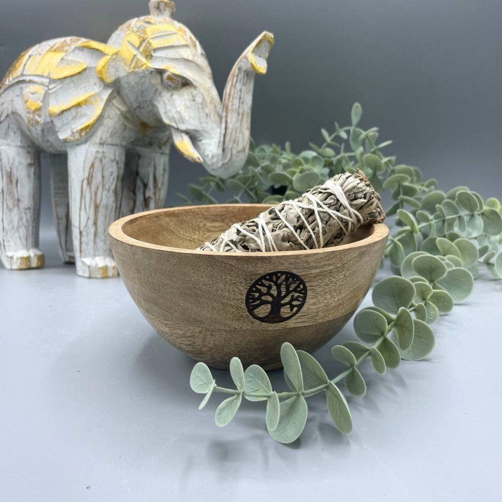 Wooden Smudge and Ritual Offerings Bowl - Tree of Life - 13x7cmWooden Smudge and Ritual Offerings BowlHeart Notes