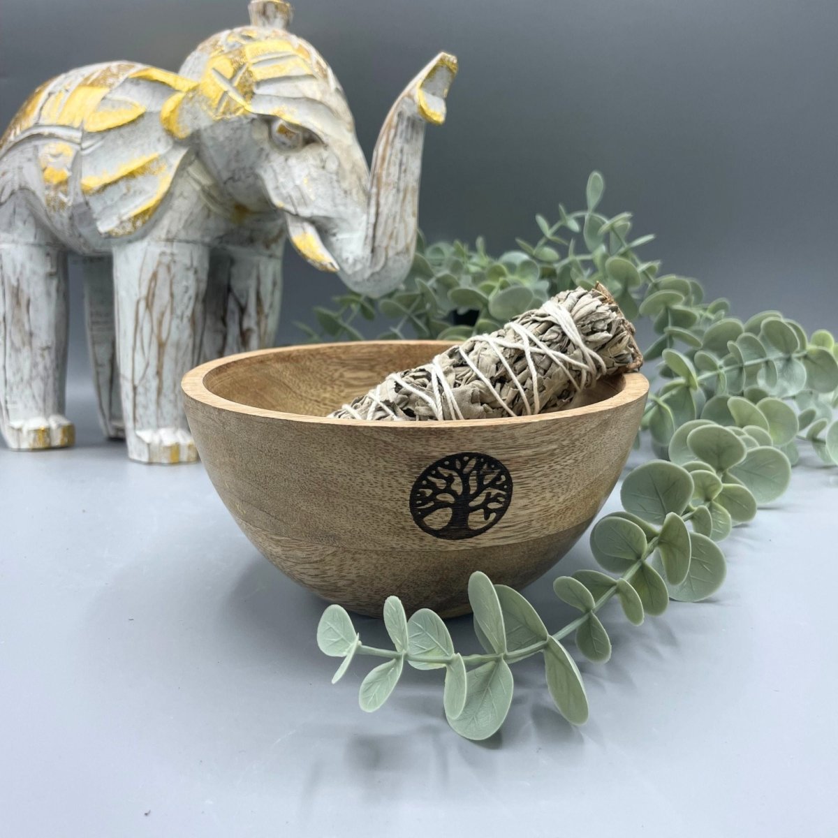 Wooden Smudge and Ritual Offerings Bowl - Tree of Life - 13x7cmWooden Smudge and Ritual Offerings BowlHeart Notes