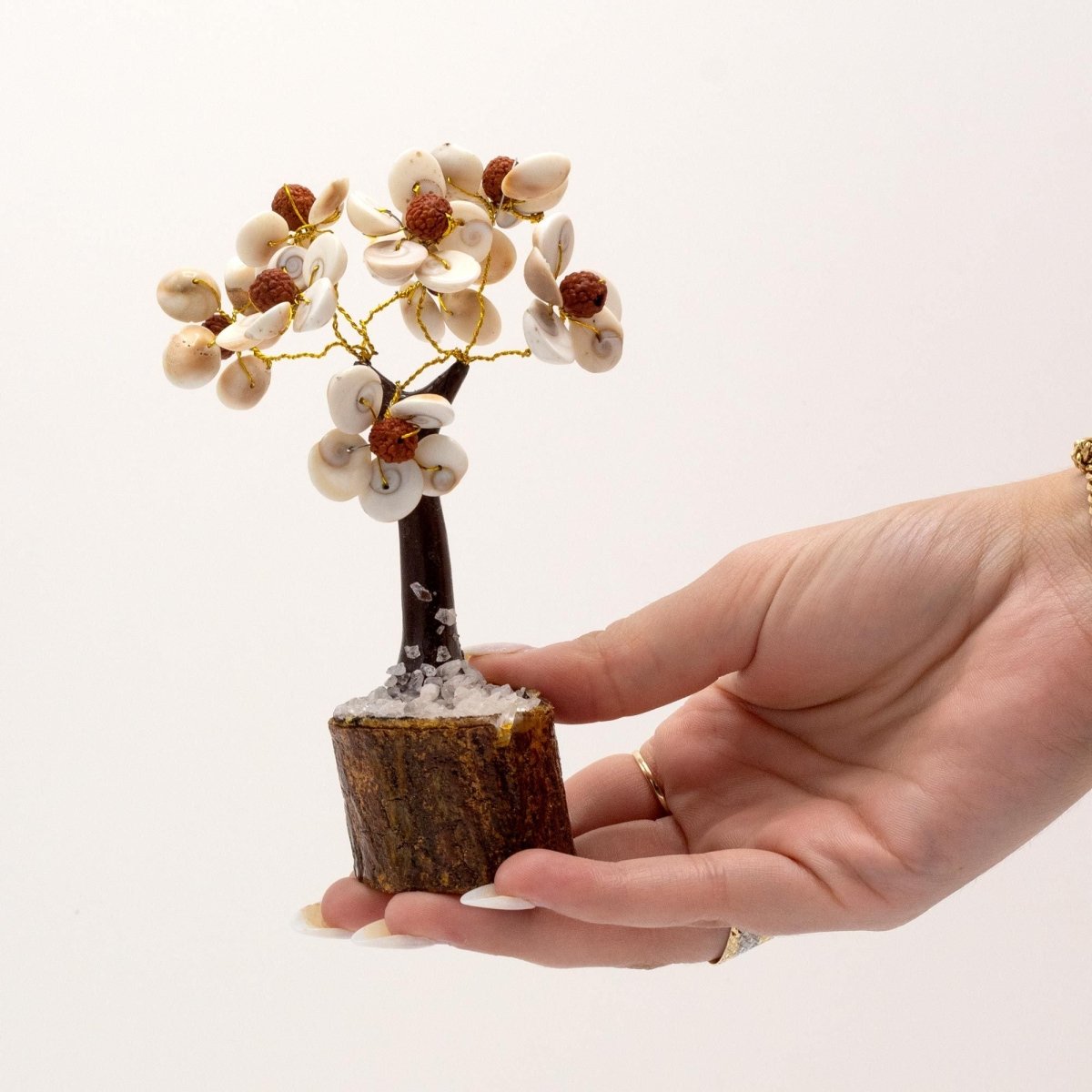 Med Gomati Chakra Circle Stone Tree with Rudraksha - (45 stones)Gomati Chakra Stone TreesHeart Notes