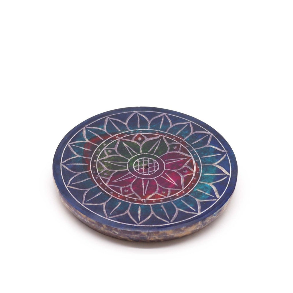 Soapstone Disc Incense Holder - Lotus in LotusSoapstone Incense HoldersHeart Notes