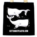 Lrg Black 8oz Cotton Bag 38x42cm - WHALES - WHITEVery Simple Eco - Cotton BagsHeart Notes