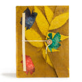 Lokta Bold Floral Notebook – Large (21x15cm) – 45 Leaves – Includes Bookmark – Mustard BrownLokta Paper NotebooksHeart Notes
