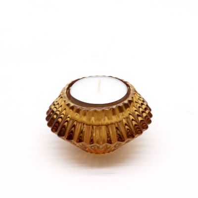 Flower Flip Dinner Candle / Tealight Holder - Antique AmberGlass Candle Holders & JarsHeart Notes