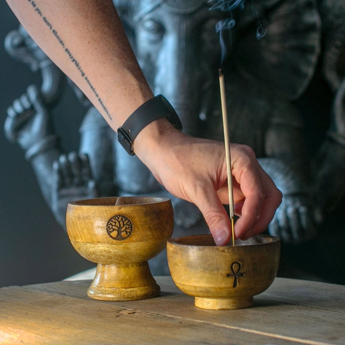 Lrg Ritual Bowl Incense Cone Holder 11x6.cm - OmIncense HoldersHeart Notes