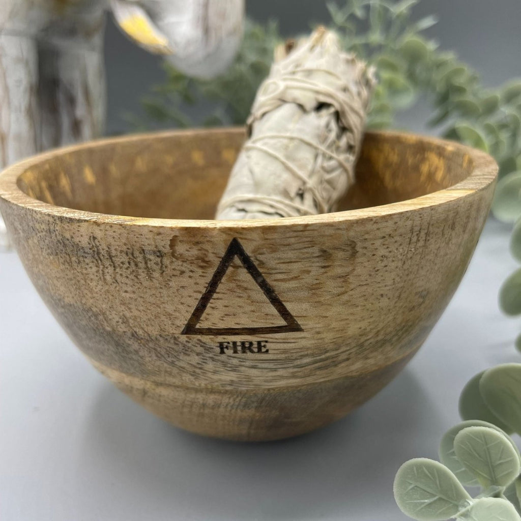 Wooden Smudge and Ritual Offerings Bowl - Four Elements - 11x7cmWooden Smudge and Ritual Offerings BowlHeart Notes