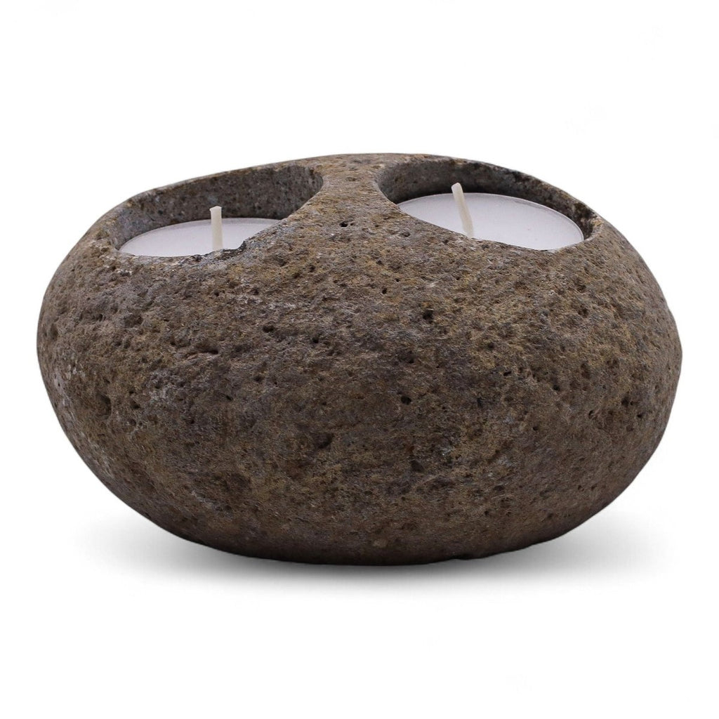 Natural Riverstone Candle Holder - Double NightlightRiverside Stone Candle HoldersHeart Notes