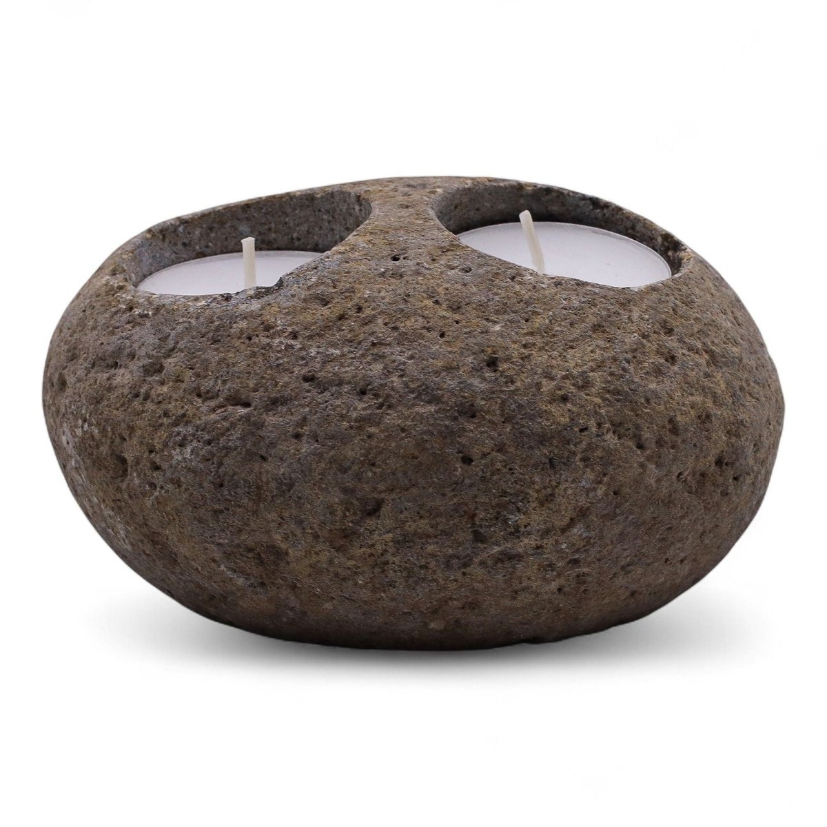 Natural Riverstone Candle Holder - Double NightlightRiverside Stone Candle HoldersHeart Notes